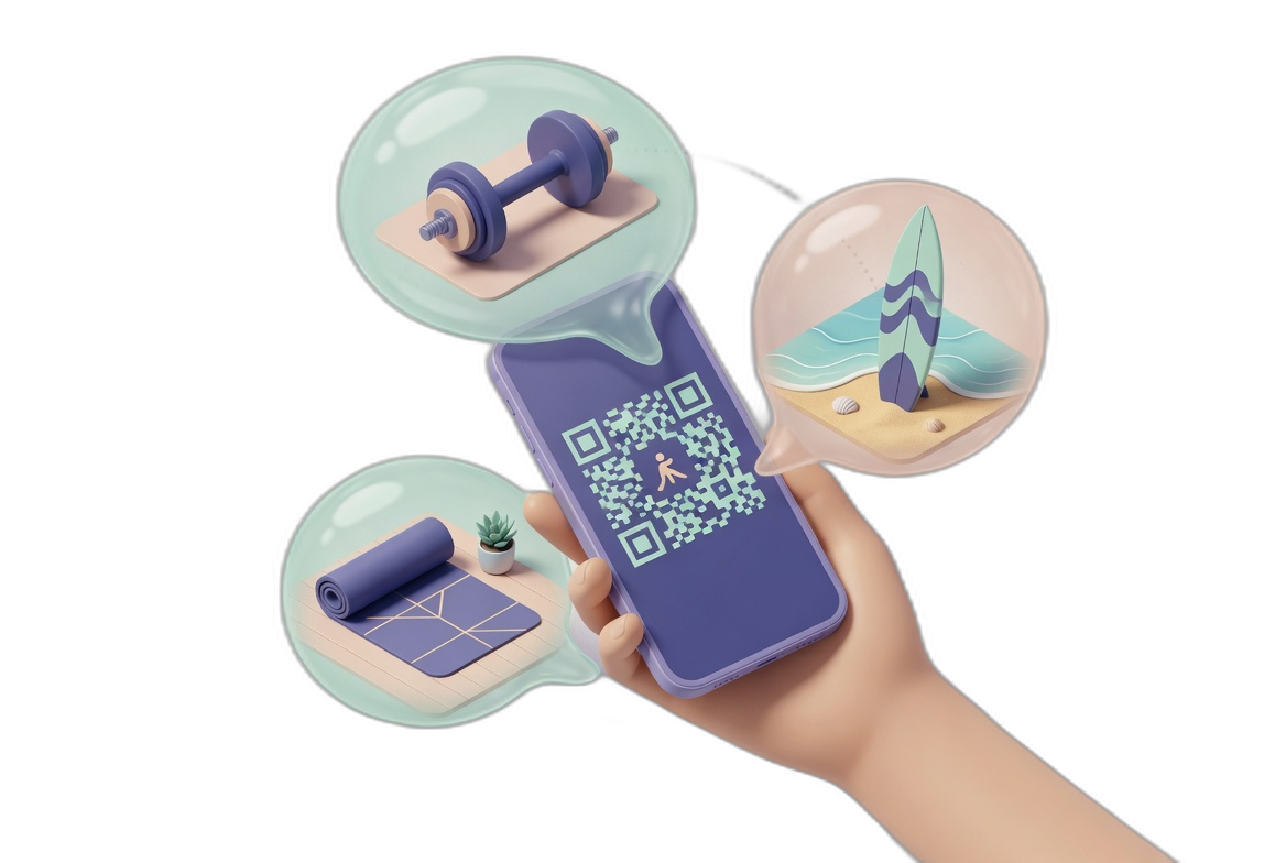 OnePass universal QR check-in illustration